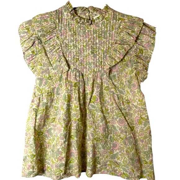 House of Harlow Smocked Floral Josepha Pink Print Flowy Blouse Size Medium - Picture 1 of 6